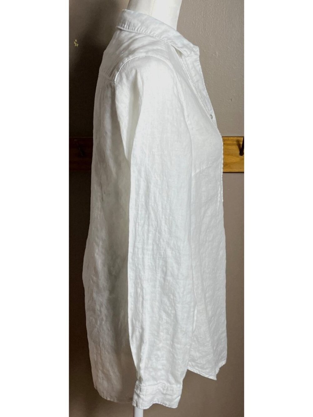 Malvin Linen Shirt White Button Tunic Texture Cottagecore Coastal Beach Luxury S - Picture 9 of 12